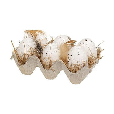 6 Set Natural Speckled Eggs in Crate - The Fox Decor